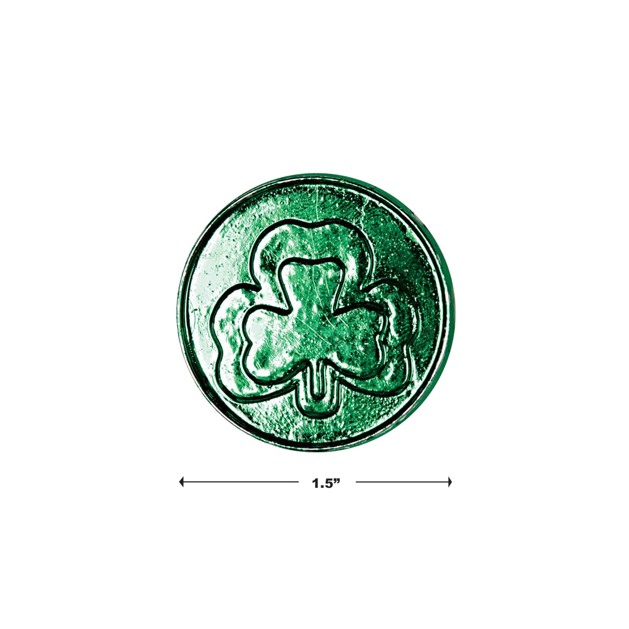 Besitle 1.5" Green & Gold Plastic Lucky Leprechaun & Shamrock Coins, 40ct.